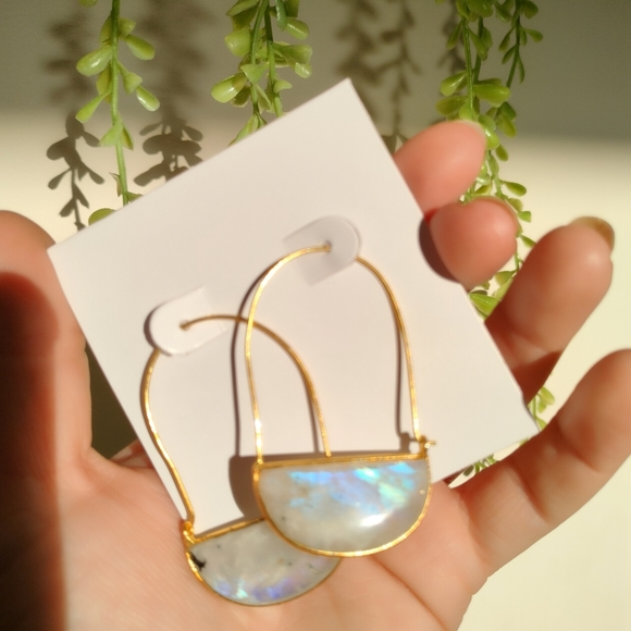 🌹The Quiet Luxury Collection🌹 Real Moonstone Gold Plated Earrings - Picture 10 of 17